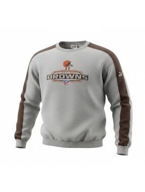 VINTAGE Cleveland Browns Sweatshirt Mens 2XL Gray Puma Embroidered Crewneck 90s